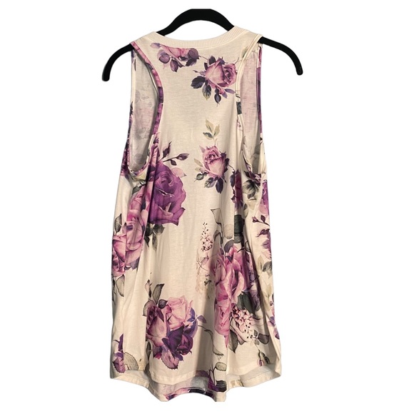 Nylon Apparel Floral V-Neck Tank - Size M, White/Purple Multi - Picture 4 of 6